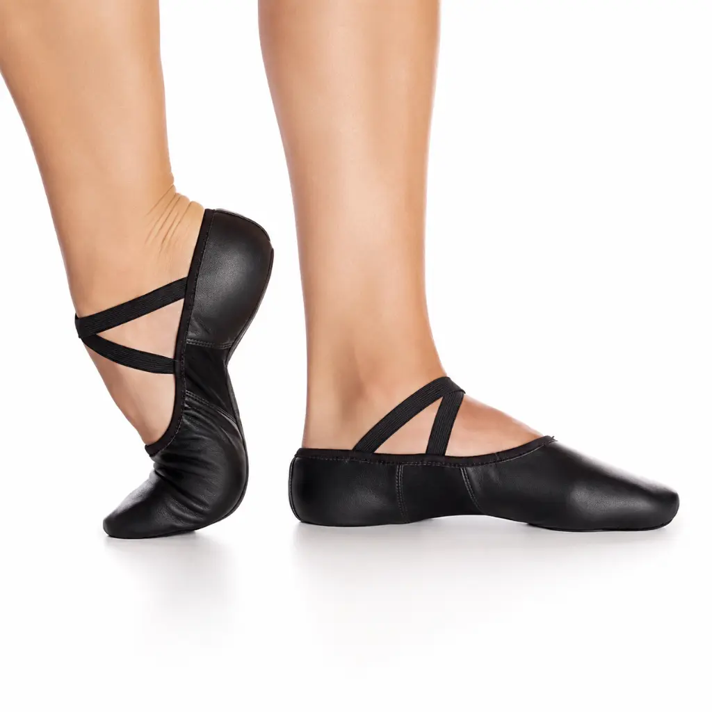Zapatillas media punta cuero adulto Só Dança F43 negro