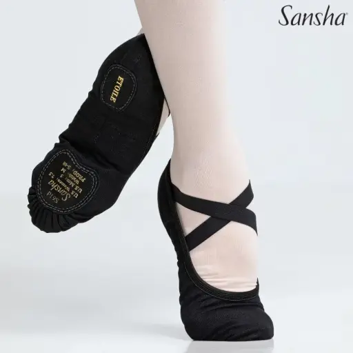 Zapatillas de lona elastizada Etoile Sansha unisex negro