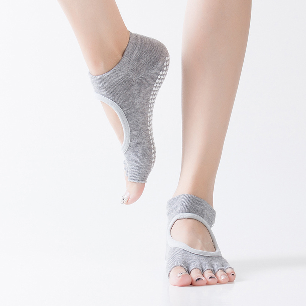 Calcetines de Yoga para mujer, medias de silicona teñidas con lazo,  antideslizantes, con agarre para Pilates - AliExpress
